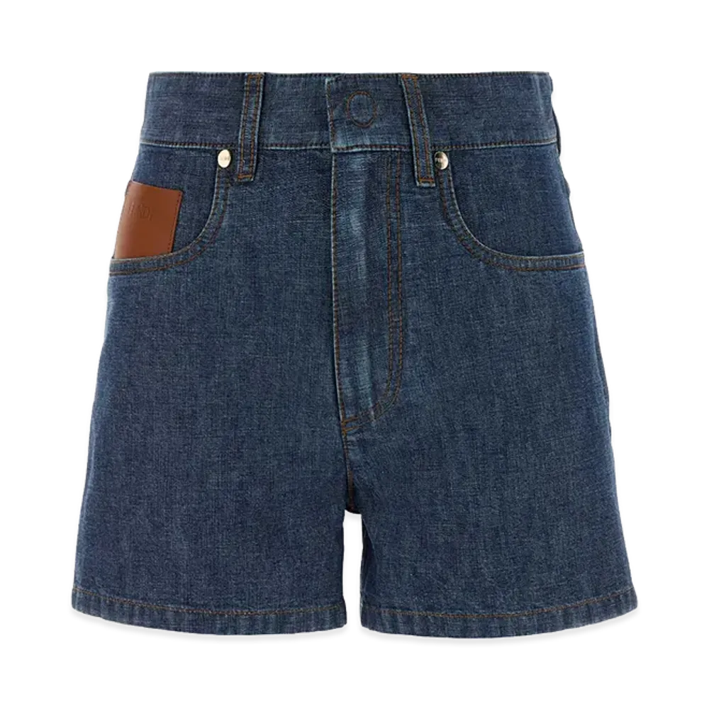 FENDI Women's Chambray Denim Shorts "Blue"