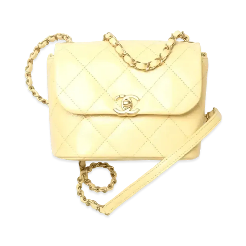 CHANEL Mini Flap Bag Grained Calfskin "Light Yellow"