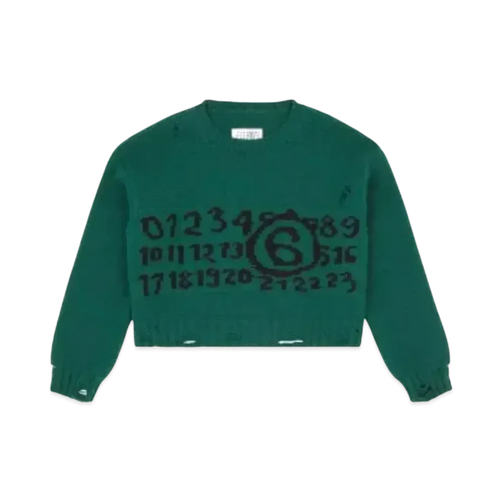 MM6 Maison Margiela Women's Numeric Crew Neck Sweater "Green"