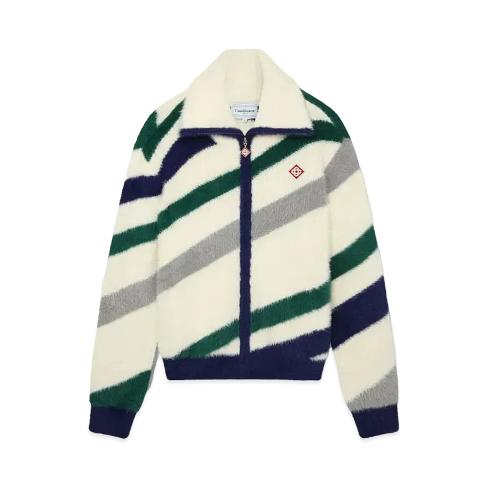 Casablanca Diagonal Striped Fluffy Zip Up Jumper "Multi"