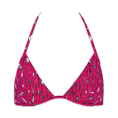 Dior Women's Technical Fabric with Miss Dior Allover Motif Bikini Top "White/Fuchsia"