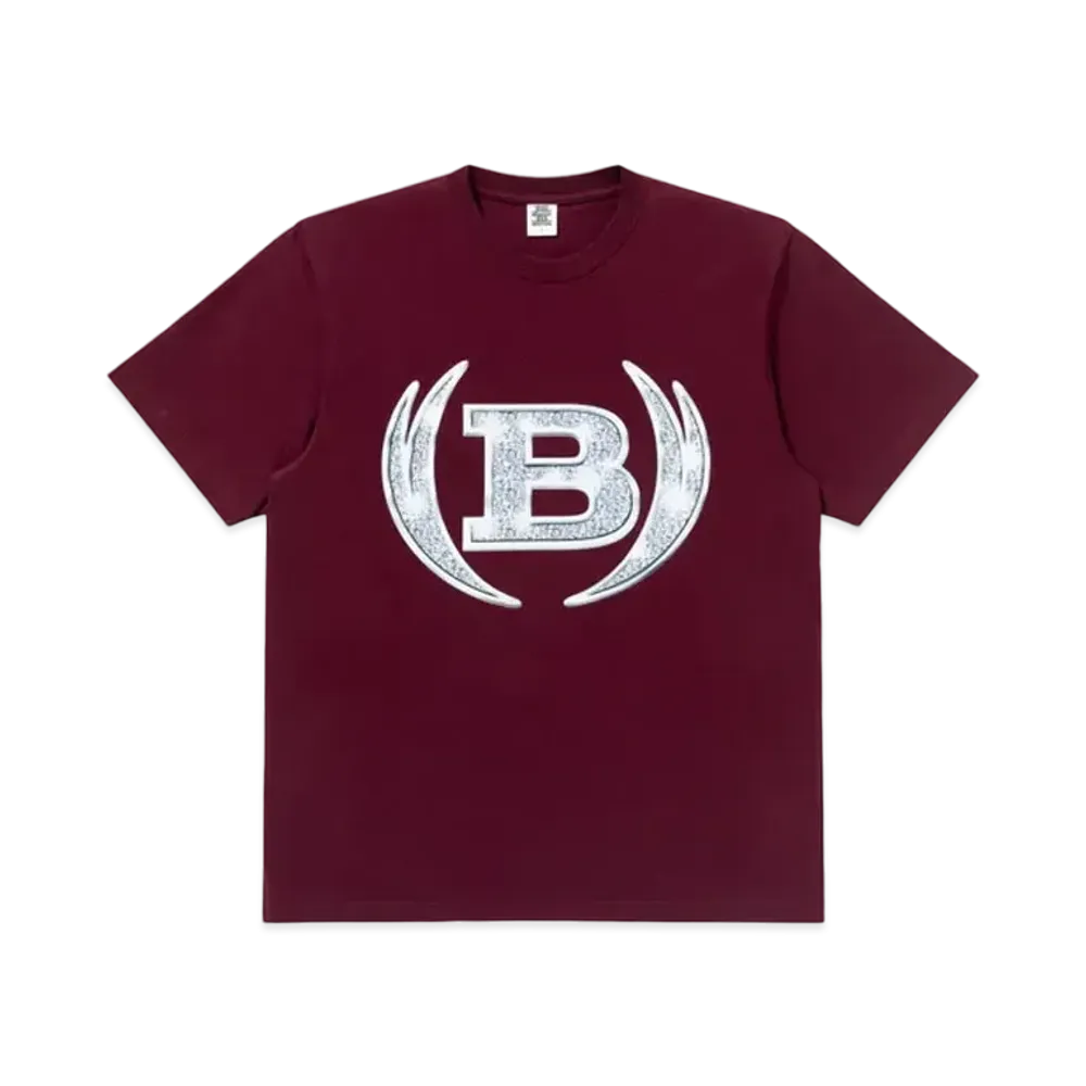 Black Eye Patch Iced Out Winged Logo Tee "Burgundy"