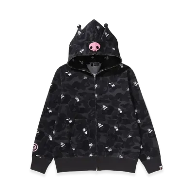 A BATHING APE x Kuromi Ladies Camo Full Zip Hoodie "Black"