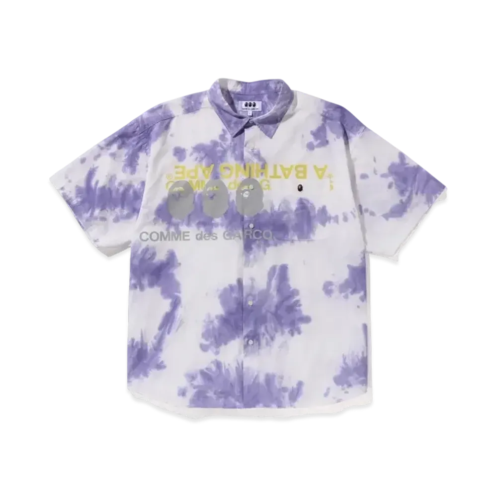 A BATHING APE x CDG OSAKA Tie Dye Loose Fit S/S Shirt "Purple"