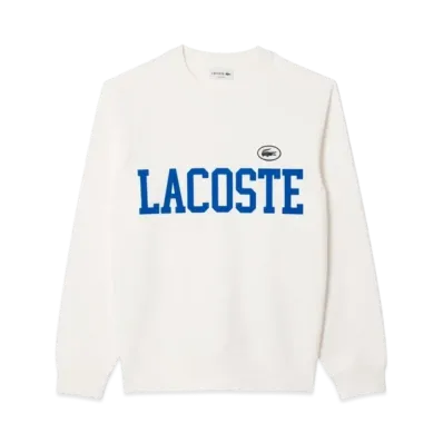 LACOSTE Flocked College Logo Crew Neck Sweatshirt "White"