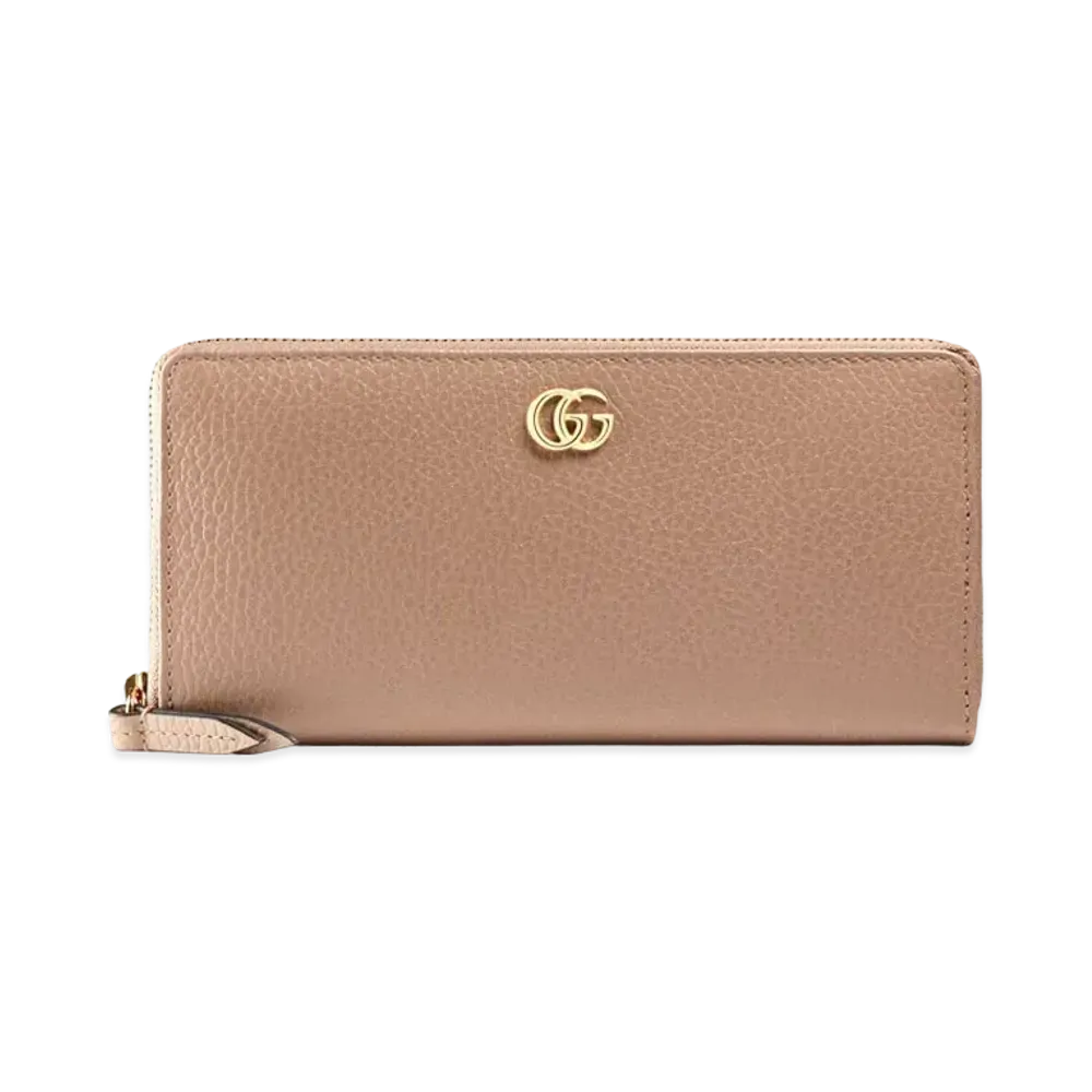 GUCCI Leather Zip Around Wallet "Beige"