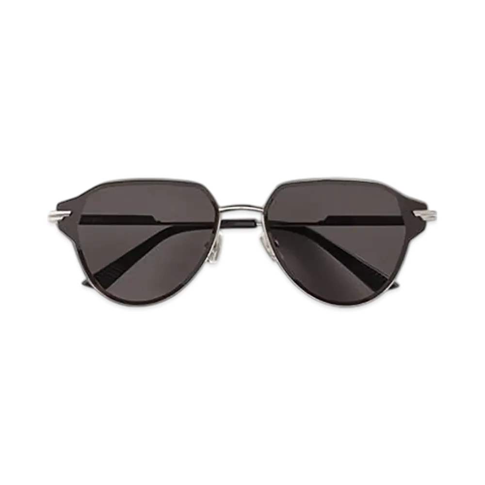 Bottega Veneta Glaze Metal Aviator Sunglasses "Silver/Gray"