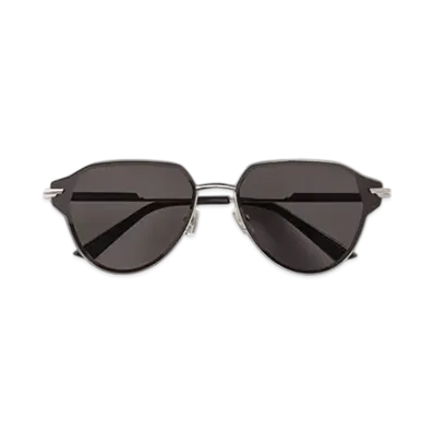 Bottega Veneta Glaze Metal Aviator Sunglasses "Silver/Gray"