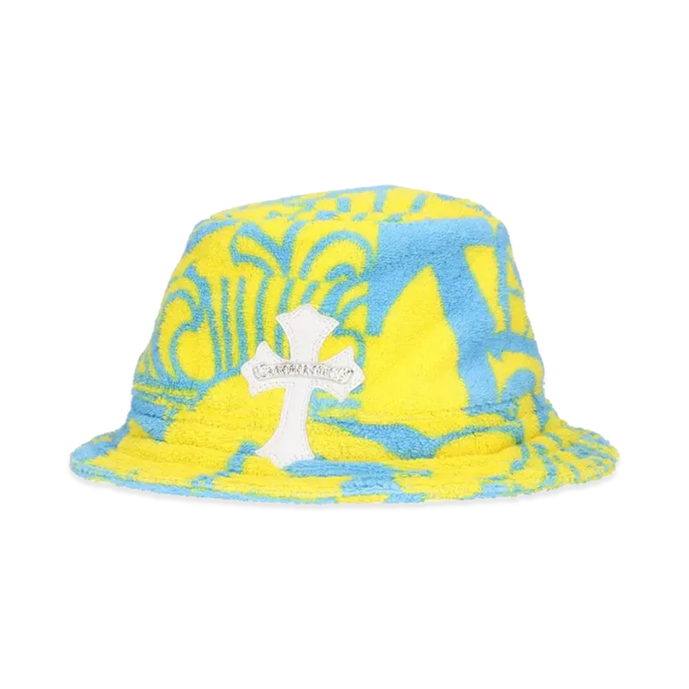 Chrome Hearts Cross Patch All-Over Pile Bucket Hat "Yellow/Light Blue"