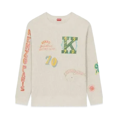 KENZO 'DRAWN VARSITY' Oversize Sweats "Pale Grey"