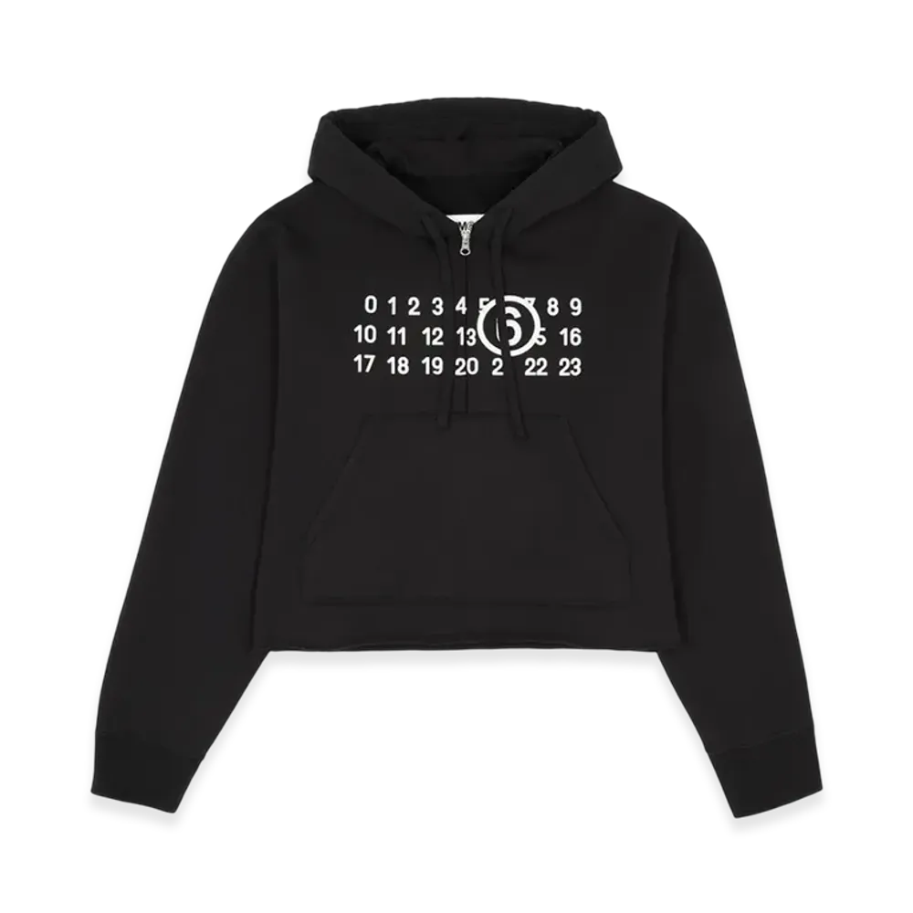 MM6 Maison Margiela Numeric Logo Zip Hooded Sweatshirt "Black"