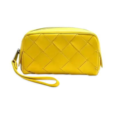 Bottega Veneta Intrecciato Small Lambskin Pouch "Yellow"