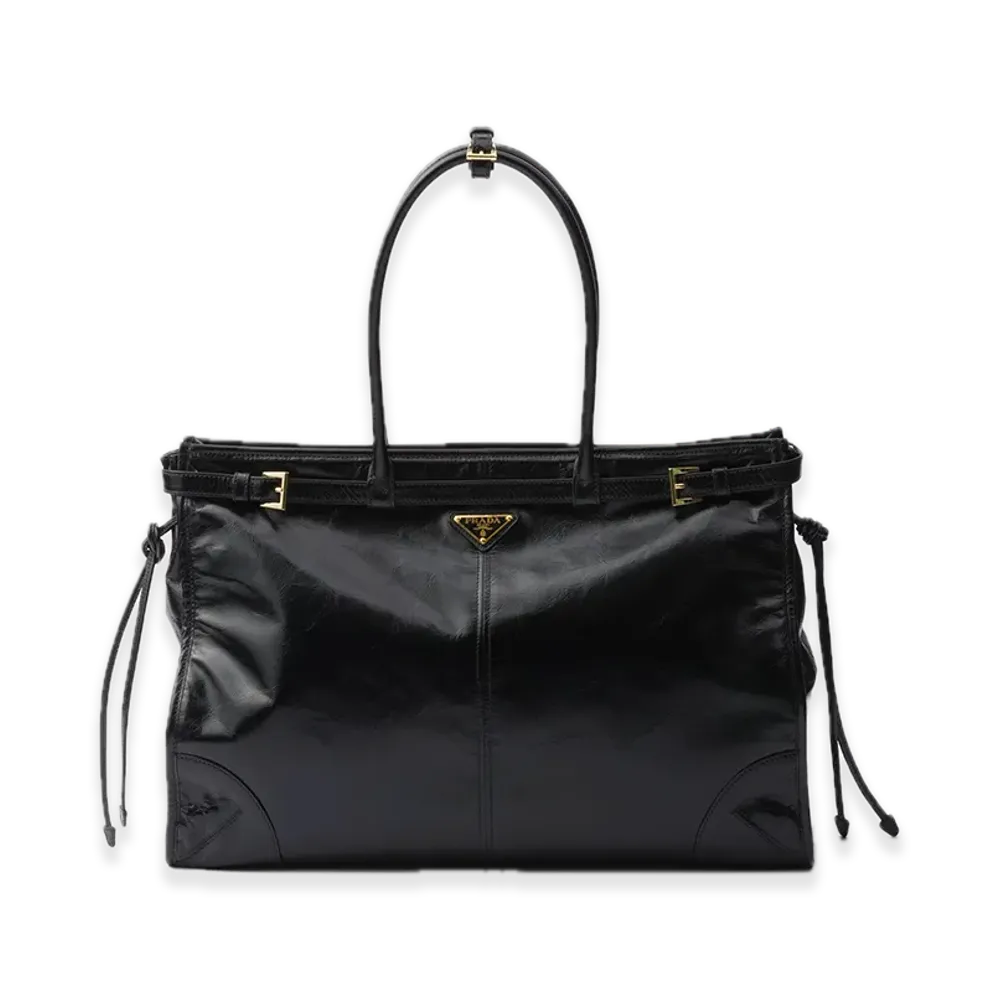 PRADA Bonnie Extra-Large Leather Handbag "Black"