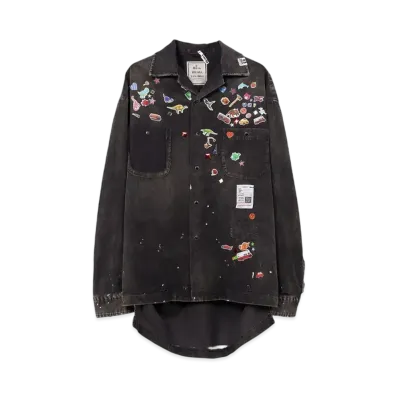 Maison MIHARA YASUHIRO Sticker Printed Corduroy Shirt "Black"
