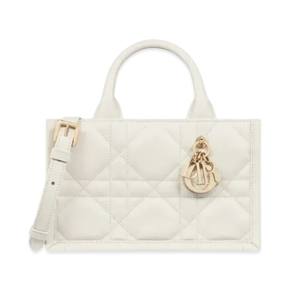 Dior Mini Dior Book Tote Macrocannage Calfskin "Latte"