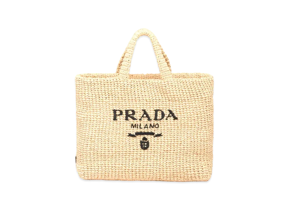 PRADA Raffia Tote Bag "Beige"