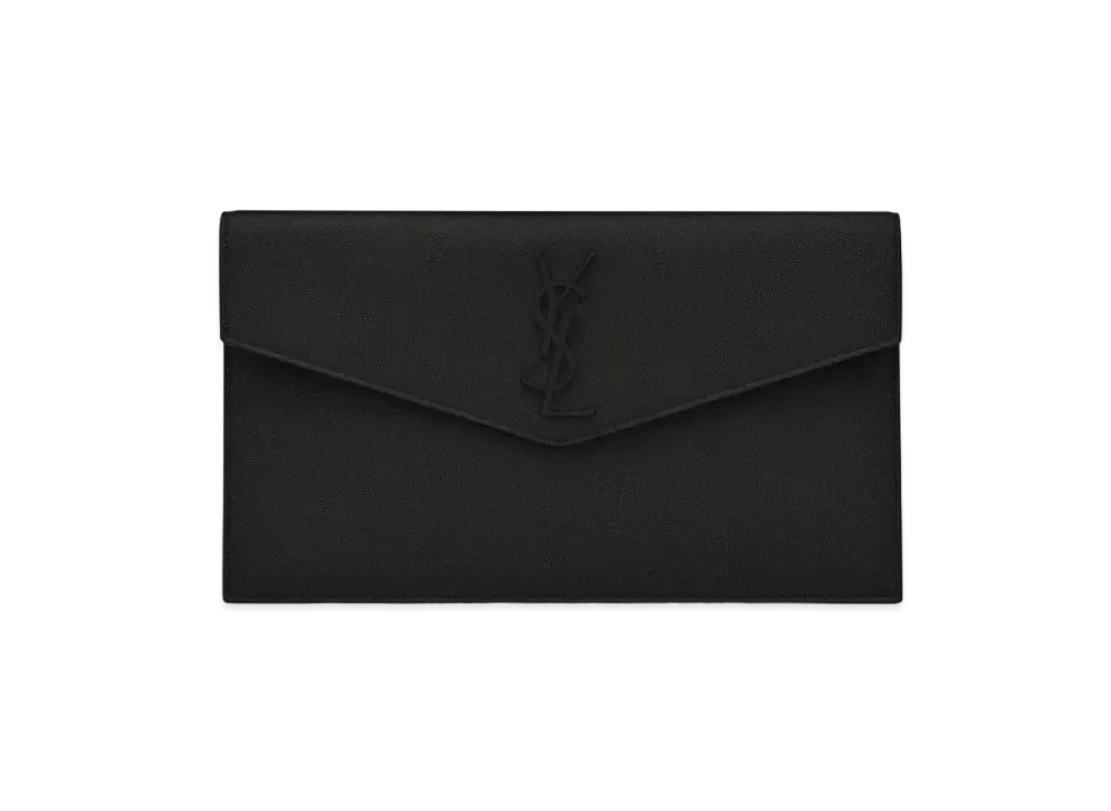 SAINT LAURENT Uptown Pouch In Grain De Poudre Embossed Leather "Black"