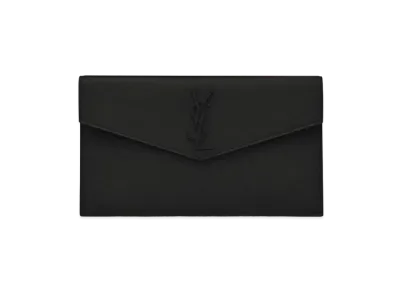 SAINT LAURENT Uptown Pouch In Grain De Poudre Embossed Leather "Black"