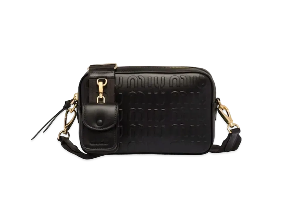 MIU MIU Embos Logo Leather Bag "Black"