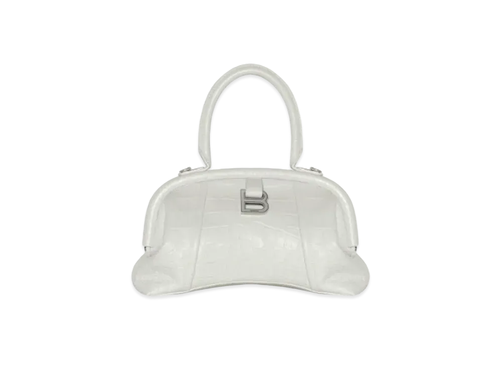 BALENCIAGA Editor Small Bag In Extra Supple Crocodile Embossed Calfskin "White"