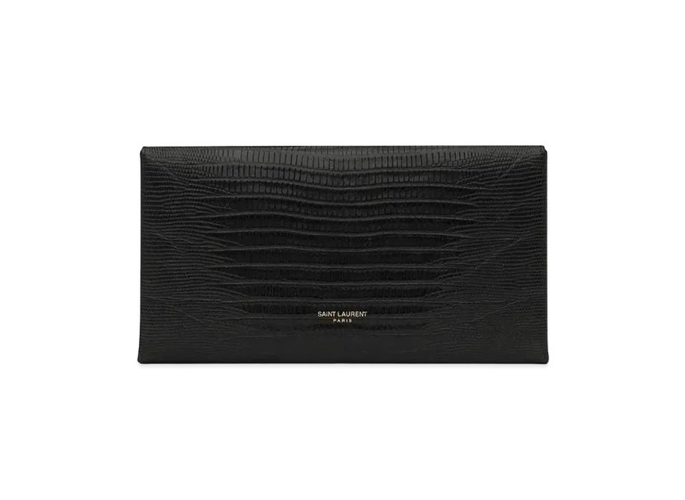 サンローラン レターポーチ リザードエンボスレザー "ブラック" 698224CJ50W1000