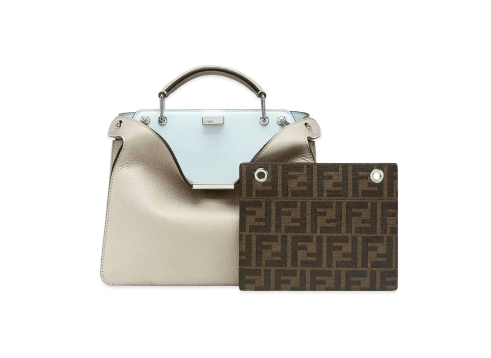 FENDI Peekaboo I See U Small Powder Leather Bag "Gray"