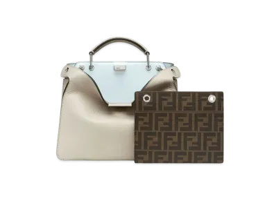 FENDI Peekaboo I See U Small Powder Leather Bag "Gray"