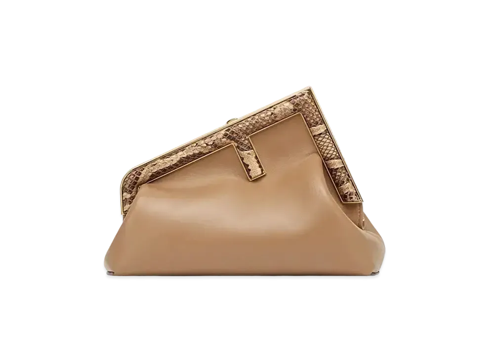 FENDI First Small Leather Bag Exotic Deter "Beige"