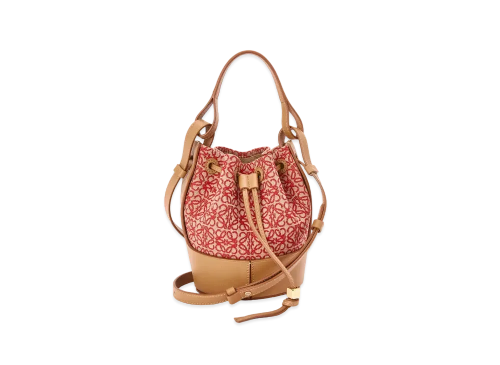 LOEWE Mini Balloon Bag In Anagram Jacquard And Calfskin "Red/Warm Desert"