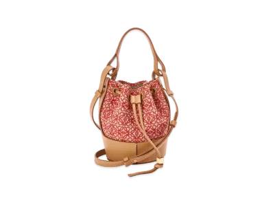 LOEWE Mini Balloon Bag In Anagram Jacquard And Calfskin "Red/Warm Desert"