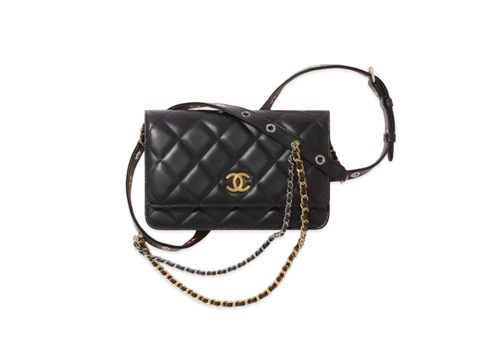 CHANEL Chain Wallet Goat Skin "Black"