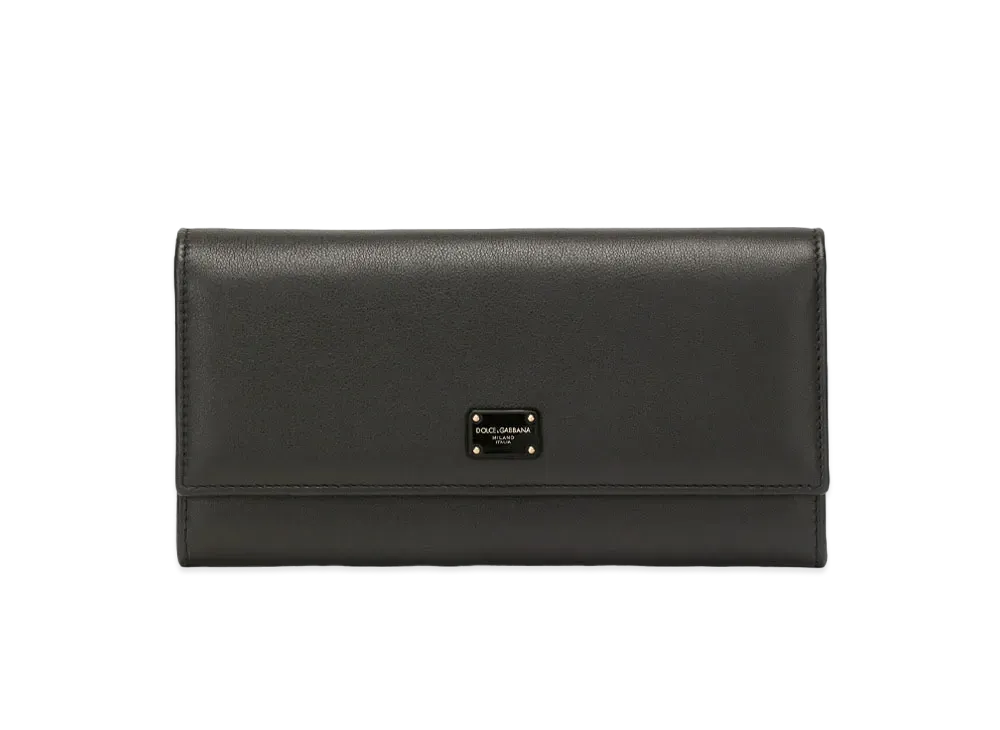 Dolce&Gabbana Continental Wallet Calfskin Logo Plate "Black"