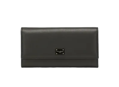Dolce&Gabbana Continental Wallet Calfskin Logo Plate "Black"