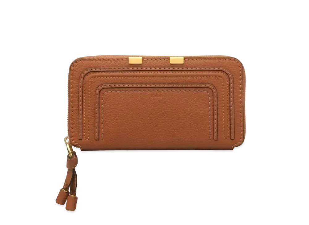 Chloe Women's Marcie Long Zipped Wallet In Grained Calfskin "Tan"