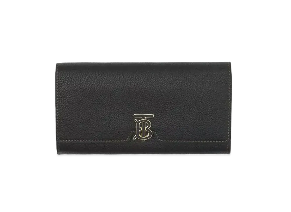 バーバリー モノグラムモチーフ グレイニーレザー コンチネンタルウォレット "ブラック" P80492121
