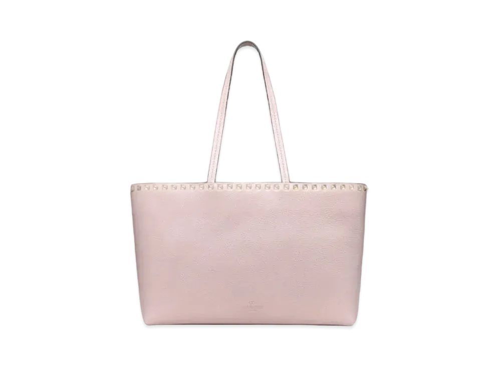 Valentino Small Rockstud Grainy Calfskin Tote Bag "Rose Quartz"