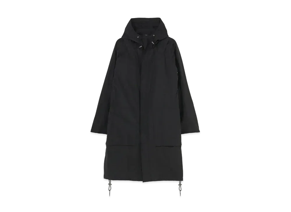 Yohji Yamamoto Y's COTTON NYLON DYED TUSSORE HOODED COAT "Black"