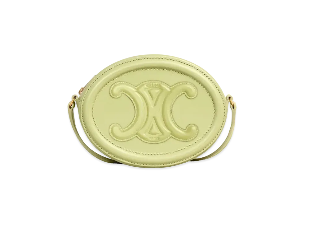 CELINE Crossbody Oval Purse Cuir Triomphe In Smooth Calfskin "Light Jade"