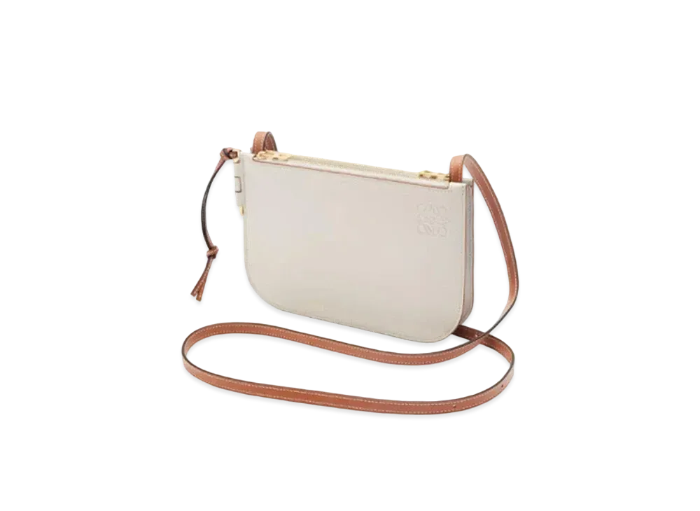 LOEWE Gate Double Zip Pouch In Soft Calfskin "Light Ghost / Ghost"