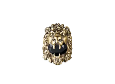 GUCCI Lion Head Ring With Crystal "Gold"