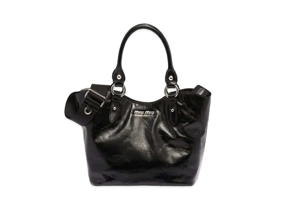 MIU MIU Shine Leather Bucket Bag "Black"