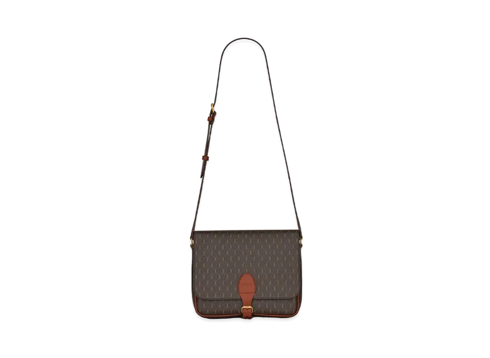 SAINT LAURENT Le Monogramme Medium Buckle Messenger Bag In Canvas And Smooth Leather "Marron Khaki"