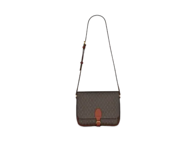 SAINT LAURENT Le Monogramme Medium Buckle Messenger Bag In Canvas And Smooth Leather "Marron Khaki"