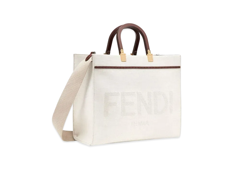 FENDI Fendi Sunshine Medium Canvas Shopper "White"