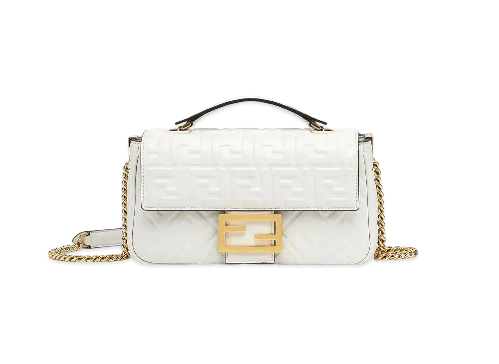 FENDI Mida Baguette Chain Nappa Leather Bag "White"