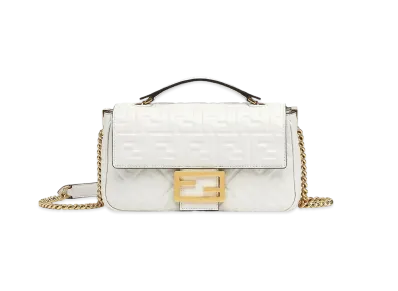 FENDI Mida Baguette Chain Nappa Leather Bag "White"