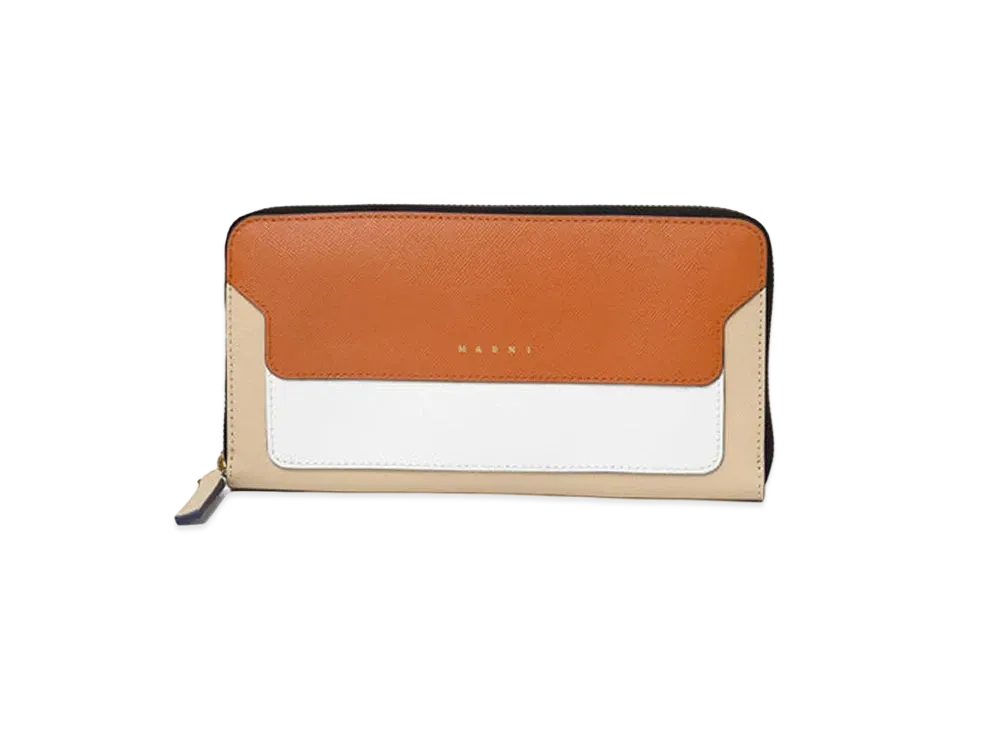 Marni Rectangular Zip Around Wallet in Saffiano Leather