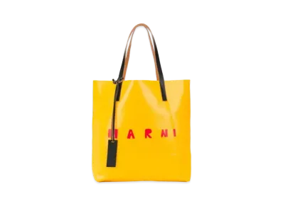 Marni Yellow Tribeca Shopping Bag With Marni Logo "Maze/Red/Soft Beige/Black"