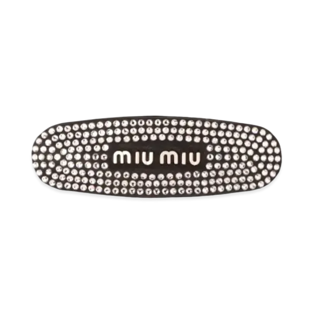 MIU MIU Satin Fabric Hair Clip "Black"