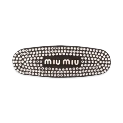MIU MIU Satin Fabric Hair Clip "Black"